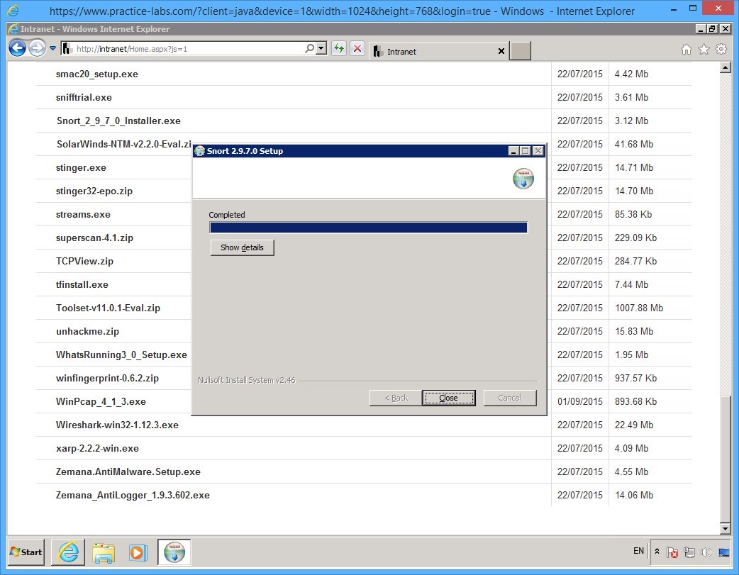 Practice Labs screenshot.